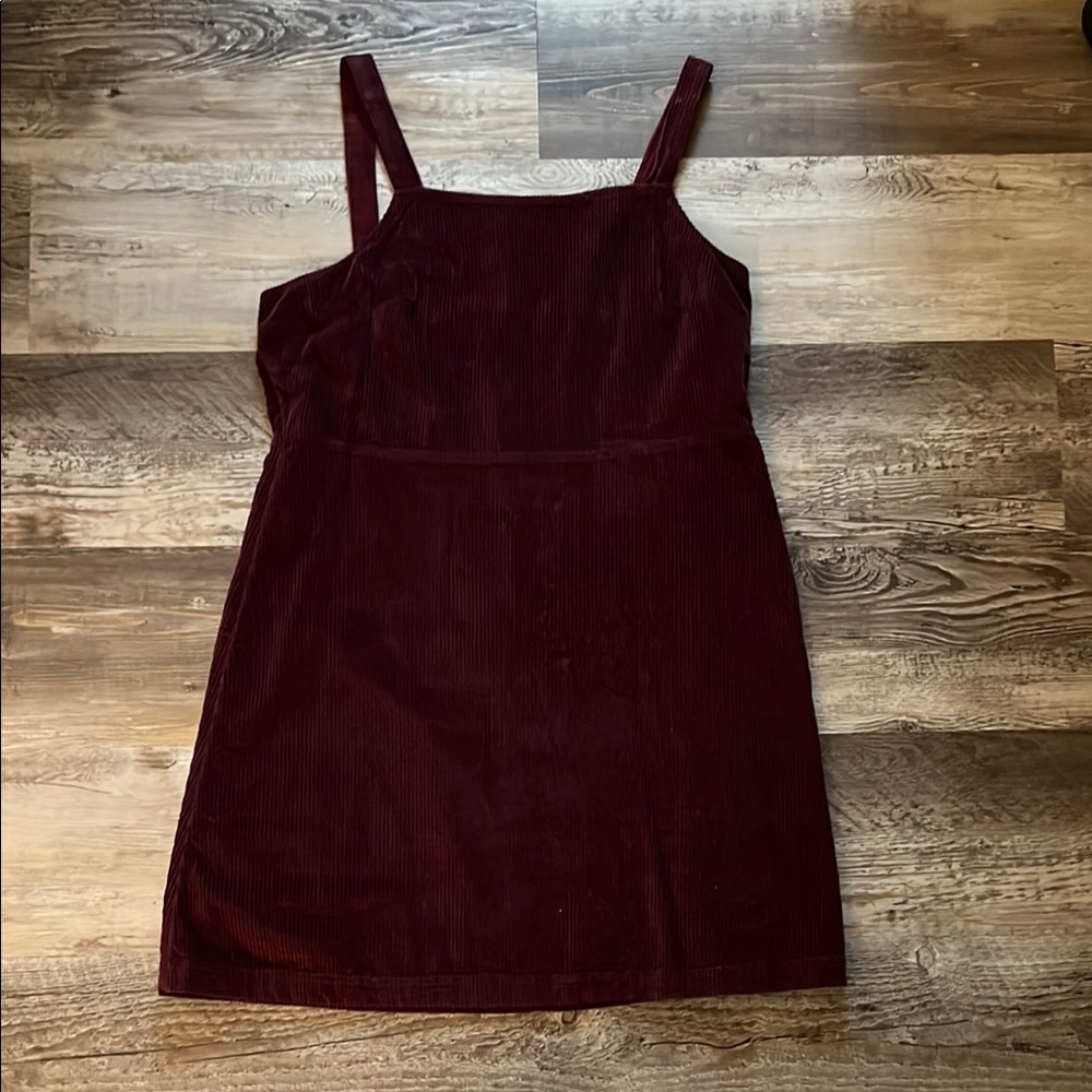 Elegant Burgundy Corduroy Dress